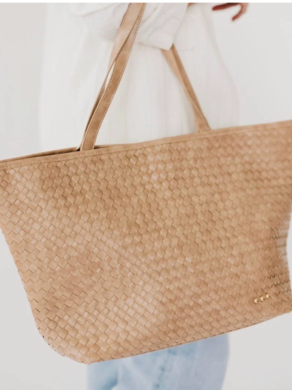 P.S. VEGAN LEATHER WOVEN TIFFANY ORGANIZER TOTE BAG